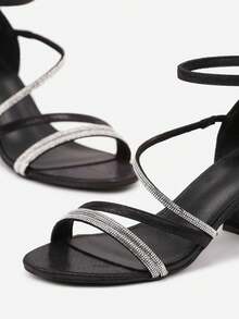 Sparkly Strappy Heels - Women's Evening/Party Sandals - Black - View 6