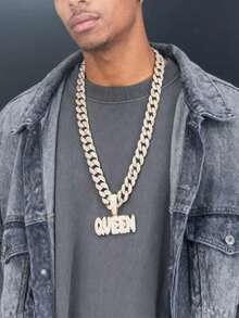 1 件项链水钻永不放弃吊坠项链感觉风格男士链式迈阿密项链男士 15 毫米冰晶嘻哈珠宝万圣节 - C款吊墜項鍊 - 查看 6