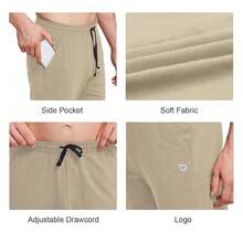 Baleaf Men's Sweatpants Casual Lounge Cotton Pajama Yoga Pants Open Bottom Straight Leg Male Sweat Pants With Pockets{"Size_name":"Medium","Color_name":"A-Khaki"} - A-卡其色 - 查看 6