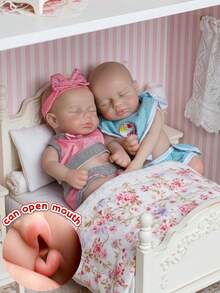 1个13英寸Loulou男孩/女孩全身柔软硅胶重生娃娃，张着嘴巴和舌头，可水洗，符合人体解剖结构，是理想的礼物和收藏品。 - 彩色 - 查看 5