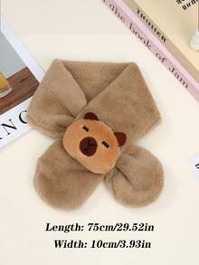 1条儿童围巾，卡通水豚图案，保暖冬季配饰，男女童皆宜，可爱风格，透气针织面料，秋冬季时尚女童围巾