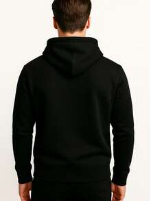 Sudadera con Capucha para Hombre en Blanco y Negro con Estampado de Cuatro Guitarras, Estilo Casual - Negro - Ver 2