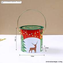 1pc Santa Claus, Snowman, Reindeer Candy Tin Bucket, Christmas Gift, Cookies, Snacks, Toys Storage, Christmas Children Gift Packaging