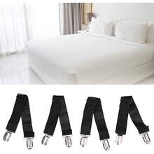 Sujetadores Ajustables para Sábanas, 4 Piezas, con Clips y Bandas Elásticas, Aleación de Zinc (#2) - Negro - Ver 9