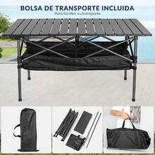 BOJA Mesa Plegable Camping, Mesa de Plegables Chica Portátil con Bolsa de Almacenamiento, 95 * 55 * 50 CM, Adecuado para Exteriores, Camping, Barbacoas. - Negro - Ver 5