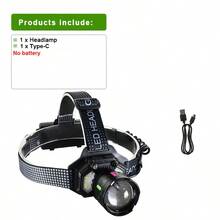 130000流明最强头灯白光/黄光可充电LED头灯可使用12小时露营钓鱼头灯手电筒红外线头灯 - 黑色 - 查看 12