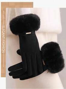 1 Pair Silver Long Sparkly Sequin Fingerless Party Fashion Gloves For Women - Black - View 4