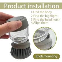 Soap Dispenser With Dish Brush And Storage Bracket Easy To Clean Kitchen Utensils And Sink Gray - Xanh lá cây và xám - Xem 3