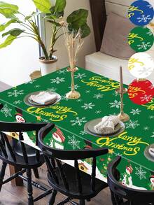 مفرش طاولة بتصميم رجل الثلج وشجرة الميلاد، مع عناصر عيد الميلاد مثل رجل الثلج وشجرة الميلاد والثلوج، ديكور منزلي للمطبخ والمنزل والمول والفصول الدراسية والحمام، ترويج عيد الميلاد