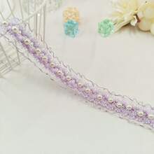 1pc Ruffled Elastic Pearl Lace Trim, DIY Fabric Arts Clothing, Skirt Hem, Home Textile, Apparel Sewing Accessory - Multicolor - View 27