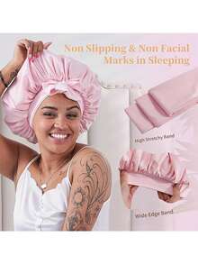 Women's Bonnet: Solid Color Adjustable Tie Style, Fashionable Silky Satin Cap For Casual Hair Protection And Non-Slip Sleep Wear