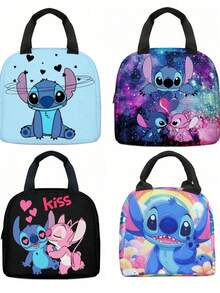 Printed Stitch School Bag Stitch Meal Bag Lunch Bag Boys Girls Anime Kawaii Cartoon School Bag Insulated Ice Bag Diagonal Picnic Bag Fun Patchwork Pattern And Stylish School Design - Multicolor - View 2