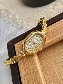 1 pieza Reloj de cuarzo ovalado retro para mujer, adecuado para decoración diaria - Unitalla - Ver 15