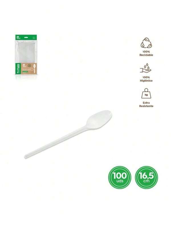 Cubiertos de plastico desechables 100u Cucharitas de Postre o tenedor o cuchara o cuchillos Reutilizables Biodegradables para elegir - Higiénicamente Empaquetadas, Compostables, 100% Ecologicos, Libres de BPA