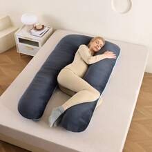 Pregnancy & Nursing Pillows - Crystal Velvet Dark Gray and Sky Blue - View 2