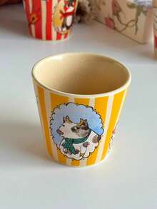 200ml艺术动物陶瓷杯，复古条纹意式咖啡杯，家用手握杯，农场主题下午茶杯，水杯，马克杯，小容量陶瓷杯，牛奶杯，礼品杯 - 彩色 - 查看 11