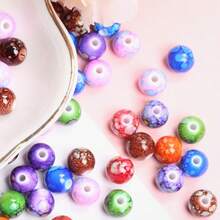 100Pcs/Bag  8mm Acrylic Colored Small Beads Loose Beads Bracelet Jewelry DIY Beaded Materials - trái cam - Xem 3