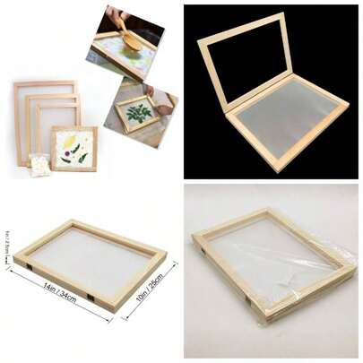 Pantalla para hacer papel tamaño A6, molde de madera natural para hacer papel, marco de madera de 5 pulgadas para hacer papel y artesanía de flores secas