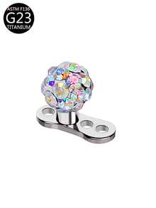 1pc Shiny Crystal Ball Dermal Anchor Titanium Low Allergy Piercing Jewelry, Suitable For Daily Wear