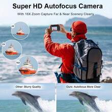 SEREE Digital Camera Photography Kit With 2.4-Inch Screen, 1080P HD, 16x Zoom, 9.88mm Wide Angle, Portable Vlogging Travel Camera, Includes 32GB Card Cleaning Tool, Suitable For Beginners - Một bộ đồ - Xem 3