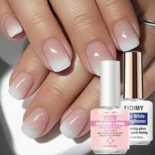 Xioimy XIOIMY 2pcs Nail Strengthener Set, Pink & Milky White Nail Hardener, Odorless Water-Based, Decorative Manicure, Natural Transparent Pink Brightening Gloss, Long-Lasting Glossy Natural Quick-Drying, Nutritious & Healthy Nails