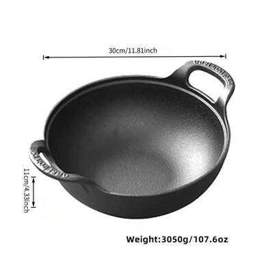 Olla de sopa de hierro fundido, antiadherente resistente a la corrosión, para cenas saludables, uso doméstico y al aire libre, con asas