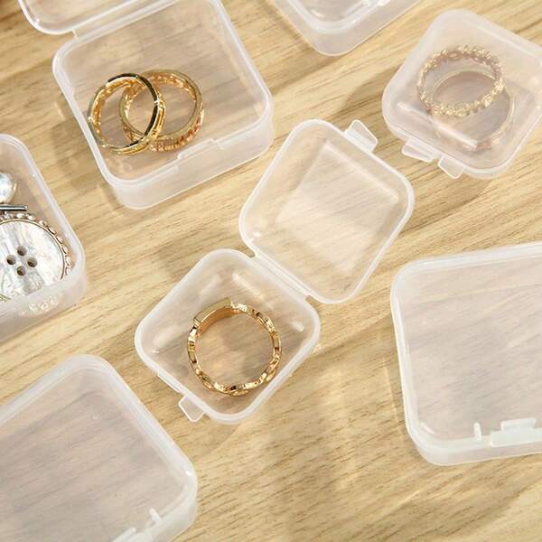 6 piezas Caja de almacenamiento transparente, Caja de almacenamiento de accesorios de joyería, Organizador de clasificación de accesorios de plástico DIY, Caja de almacenamiento de escritorio para el hogar, Suministros de organización