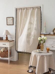 1 件美式纯色亚麻窗帘，日式简约黑色流苏条纹，房间隔断窗帘，可洗厨房短窗帘，窗户和门装饰，卧室，厨房，客厅，书房，阳台，入口，橱柜，咖啡厅，四季皆宜，适合秋季 - 杏色 - 查看 6