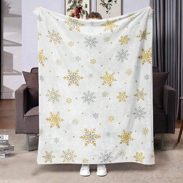 1 pezzo Coperta in flanella a tema natalizio - Coperta in stile boho con stampa digitale a fiocco di neve - Ideale per soggiorno, camera da letto, divano e campeggio - Regalo perfetto per amici, famiglia e compagni di classe
