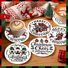 4/8 miếng lót ly chủ đề Giáng sinh, miếng lót ly thấm hút họa tiết Giáng sinh dùng cho cà phê, nhà bếp, bàn, phòng, trang trí quầy bar, quà tặng ngày lễ - Nhiều màu - Xem 16