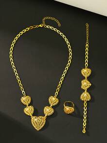 Bijuterii din aur alternative Schmuck aur pentru femei colier cercei brățară set de bijuterii, personalizat minimalist în formă de inimă