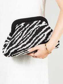 Elegant Striped Color Block Clutch - Large Capacity Durable Multifunctional Women's Beach Bag, Summer Wallet, Elegant Ladies Purse, Suitable For Daily And Vacation, Mother's Day Gift, Wedding Season Souvenir