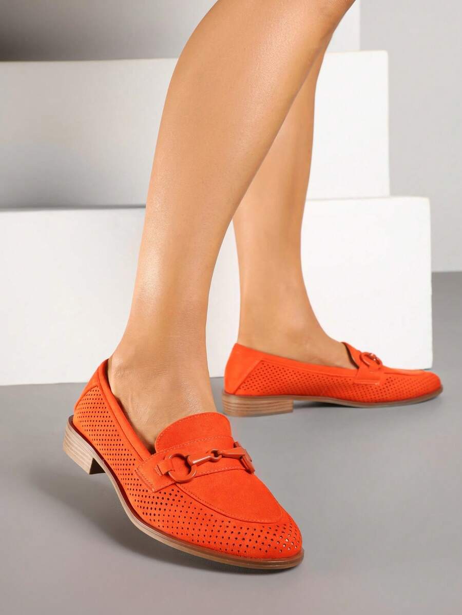 Vices Openwork Moccasins With Leather Insole - Orange - View 1