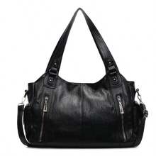 ‌"Sophisticated Black PU Leather Tote Bag With Removable Crossbody Strap | Spacious Multi-Compartment Design | Versatile For Work & Leisure | Premium Quality & Stylish Aesthetic"