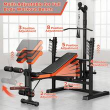 GIKPAL 10-In-1 Adjustable Weight Bench Press Set With Row Machine & Lat Pull Down, Multi-Function Workout Bench With Leg Developer & Preacher Curl, Full Body Strength Training Exercise Equipment For Home Gym, 880lbs Max Weight - Black + Orange - View 4