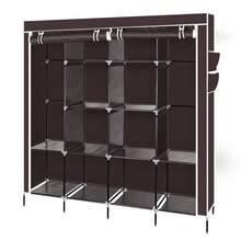 67" Dark Brown Portable Clothes Closet Wardrobe – 12 Shelves & 4 Side Pockets, Storage Rack – Ideal For Bedroom, Dorm, Guest Room – Organizes Clothes, Accessories – Space-Saving - Black - View 2