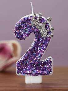 一套紫色闪光皇冠数字生日蜡烛，适合生日派对装饰，男女通用，紫色数字蜡烛可用于生日蛋糕装饰、周年纪念派对蜡烛、毕业典礼礼物。 - 彩色 - 查看 17