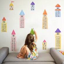 BRUP 1Pc ​Castle Growth Chart Wall Stickers For Kids, Removable Height Measure Decal With Numbers, Colorful Nursery Wall Art For Baby Boy Girl Room Decor, Educational Playroom Decals​ - Multicolor - View 9