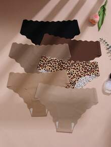 6 piezas Bragas de bikini con encaje sin costuras de moda para mujer, multicolor - Multicolor - Ver 2