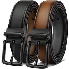 Men's Reversible Adjustable Belt - 1.25" Cut For Fit, 2 Sides In 1 Belt, Ideal For Gifts - 黑色/淺棕色7805 - 查看 1