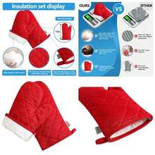 Juego de 4 manoplas de horno y soportes para ollas, alta resistencia al calor, 500 grados, grueso, largo, de algodn para cocina, para cocinar 12 pulgadas, rojo - Algodón-rojo - Ver 1