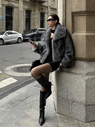 Autumn/Winter Cute Luxurious Women's Vintage Fashion Large Lapel Faux Fur Collar Thick Warm Jacket, Fur Jacket, Women's Winter Jacket, Soft Fine Fur