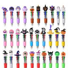 1 Halloween And Christmas Mini Multi-Color Pen, 4-In-1 Cute Ballpoint Pen, Pumpkin Ghost, Christmas Wizard Multi-Color Pen, Suitable For Halloween And Christmas Party Gifts, Trick Or Treat Gift Fillers And Birthday Gifts, Double Festival Atmosphere Maker In Pen Case (Random Style) - 彩色 - 查看 5