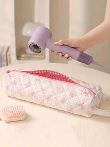 Nova Bolsa de Toucador com Estampa de Leopardo, Flor de Cerejeira e Laço, Bolsa de Armazenamento para Secador de Cabelo e Modelador de Cachos, Organizador de Ferramentas de Styling de Cabelo para Viagem, Presentes para Mulheres, Presentes de Natal, Ideias de Presentes para Mulheres