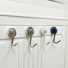 4PCS Multi - Functional Rotatable Magnetic Hooks With Strong Magnetic Force And Practical Style For Home Kitchen, Bathroom And Office Wall Hanging And Organizing Function