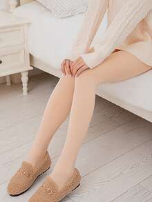 Medias térmicas gruesas para mujer, medias térmicas de invierno con forro cálido, de cintura alta, elásticas, delgadas y sexys, color beige, 220g