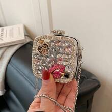 New Fashionable Niche Design Mini Bowknot Versatile Lipstick Earbud Coin Purse With Chain Shoulder Crossbody Bag For Women - Bạc - Xem 2