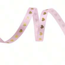 1 rouleau de 5 mètres * 1 yard de ruban en polyester de haute qualité en forme de cœur doré, pour l'emballage de cadeaux, la décoration de fête, la décoration maison DIY, convient pour Noël, Thanksgiving, Nouvel An, Saint-Valentin, etc.