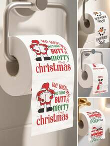 1 Roll Christmas Printed Rolling Paper, Christmas Toilet Paper, Disposable Kitchen Paper Towels, Merry Christmas Rolled Paper Napkins, Christmas Table Decor Napkins, Christmas Disposable Tableware, 2025 Christmas Home Decor, Christmas Room Decor, Christmas Kitchen Decor - Multicolor - View 4