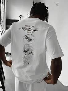 Camiseta de manga corta holgada con estampado de moda para hombres | Diseño exquisito | Esencial para el verano | Fácil de combinar, muestra tu estilo - Blanco - Ver 1